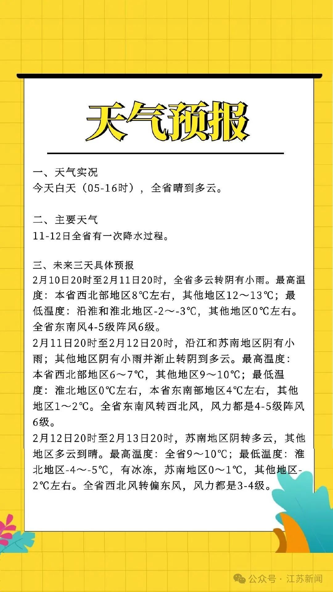 -7℃!江苏发布最新预测 -7℃!江苏发布最新预测