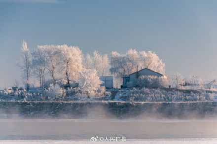 松花江畔雾凇美成了冰雪世界