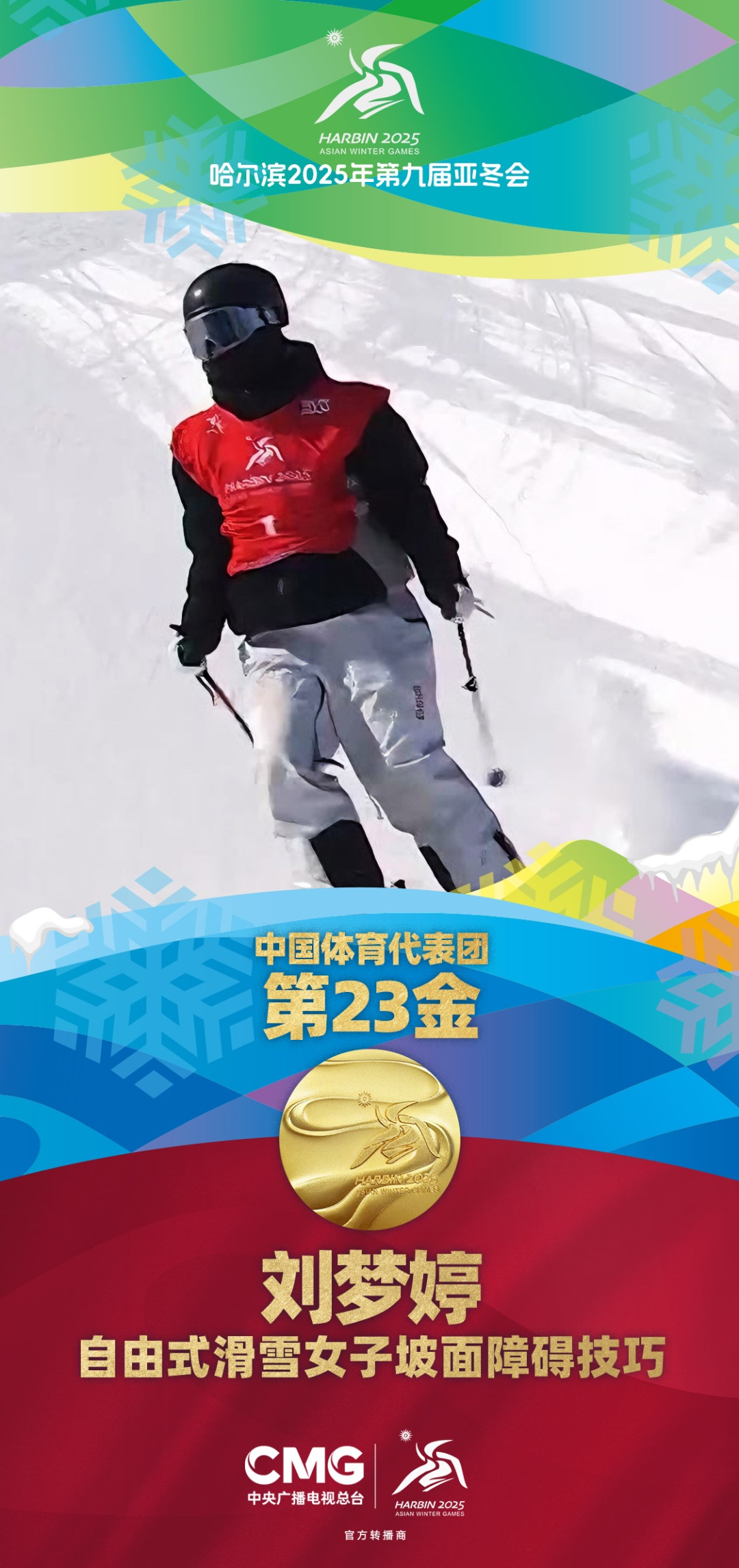 第23金！中国队包揽亚冬会自由式滑雪女子坡面障碍技巧金银铜