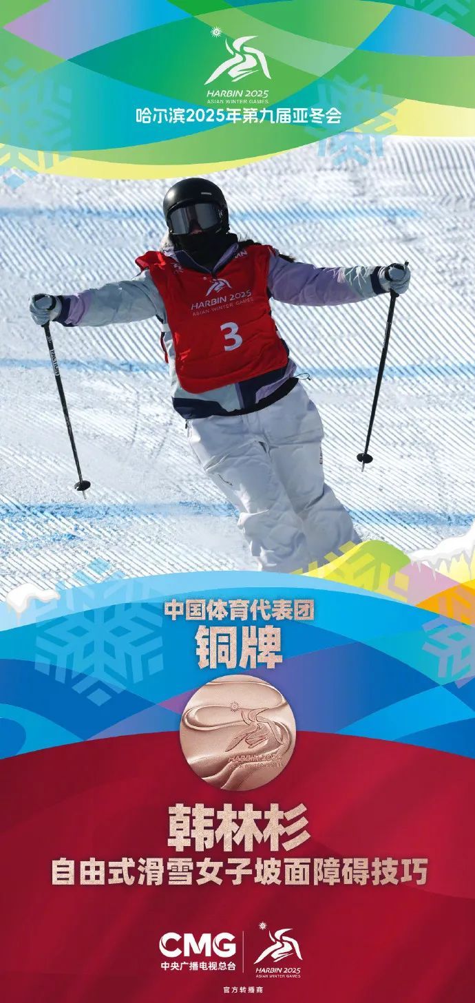 第23金！中国队包揽亚冬会自由式滑雪女子坡面障碍技巧金银铜
