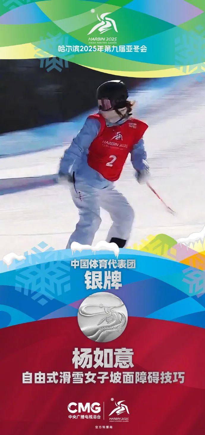第23金！中国队包揽亚冬会自由式滑雪女子坡面障碍技巧金银铜