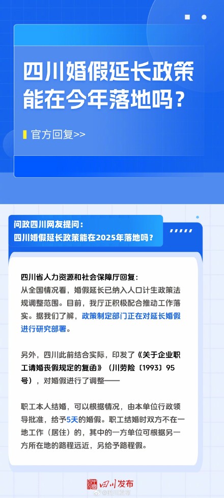 四川婚假延长政策能在今年落地吗？官方回应→