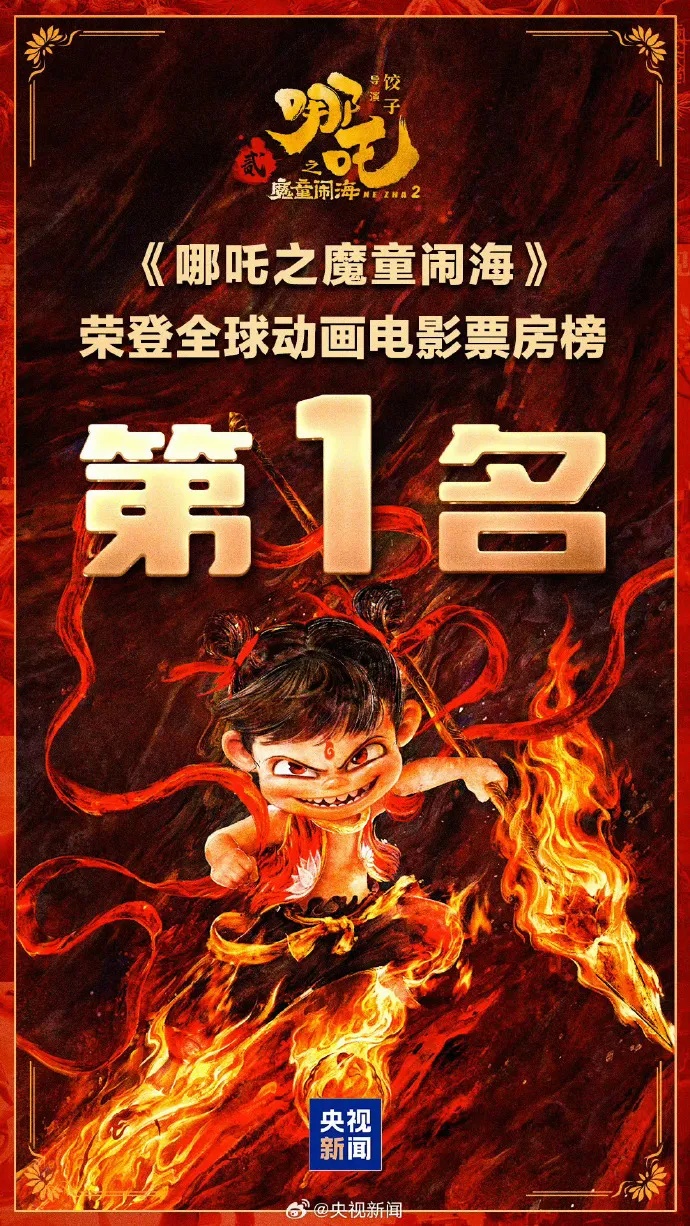 全球票房第八，《哪吒2》延长上映至3月30日