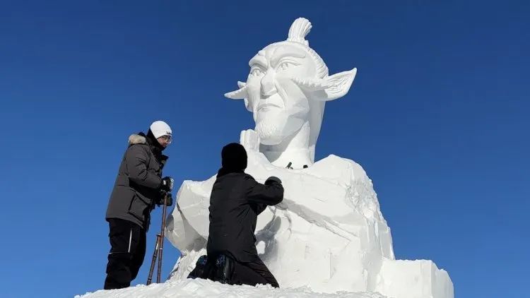 6米高哪吒雪雕现身黑龙江鹤岗，申公豹也在来的路上