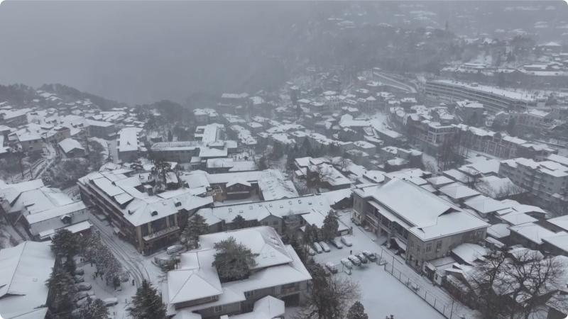 江西庐山：春雪灿烂至 游客如入“仙境”行