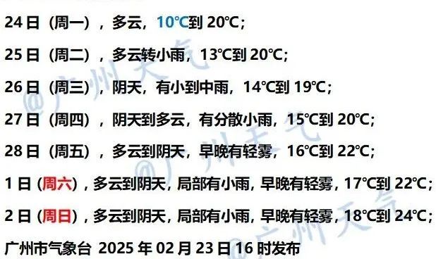 10°C，羽绒服穿起来！今晨广州将现本次降温过程最低温，接下来是雨雨雨雾雾雾