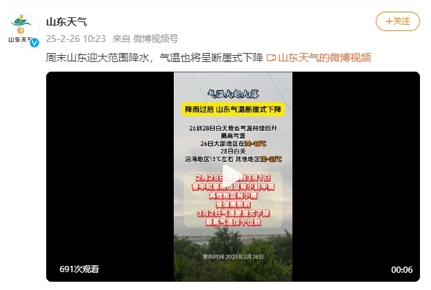 山东多地飙升20℃后,再迎“断崖式”降温+大范围降水!青岛雨水也安排上了…… 山东多地飙升20℃后,再迎“断崖式”降温+大范围降水!青岛雨水也安排上了……