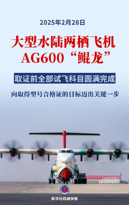 新华社权威快报|AG600鲲龙完成全部取证试飞科目