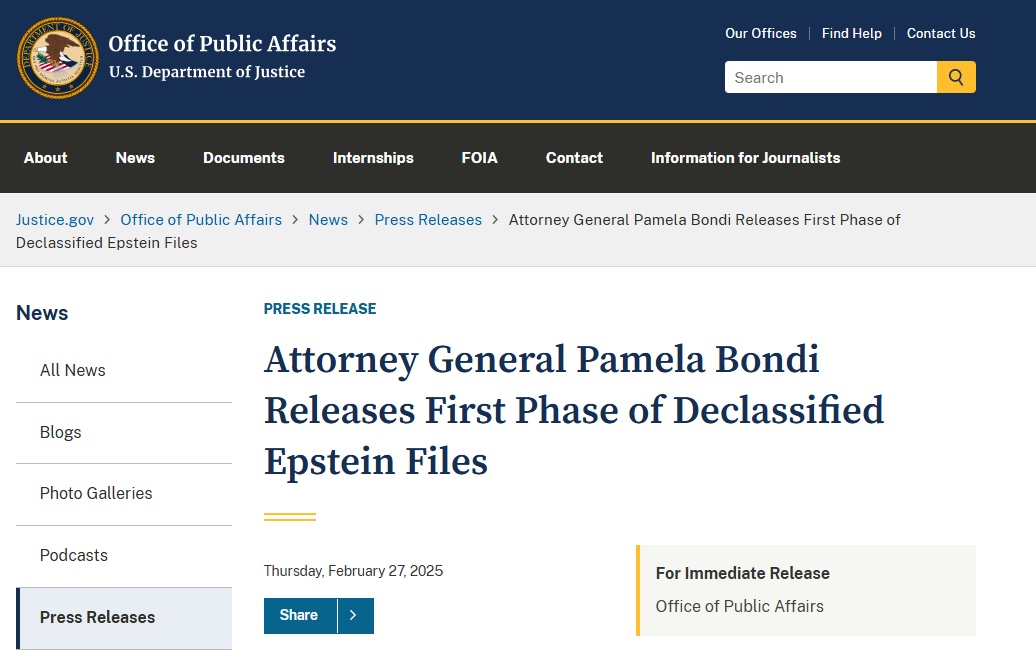 爱泼斯坦案首批档案公布！还有数千页未披露