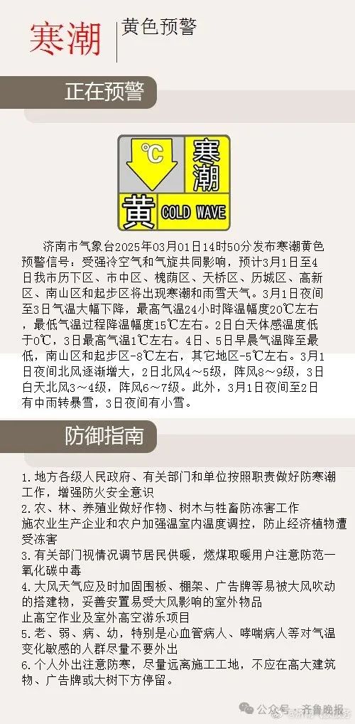 中到大雨转暴雪!刚刚,济南发布重要预警 中到大雨转暴雪!刚刚,济南发布重要预警