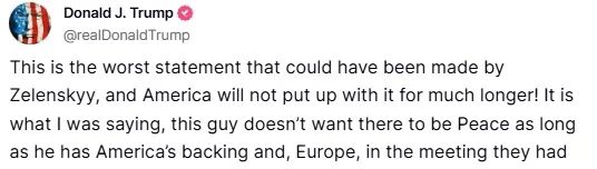 特朗普回击泽连斯基：不会再忍了