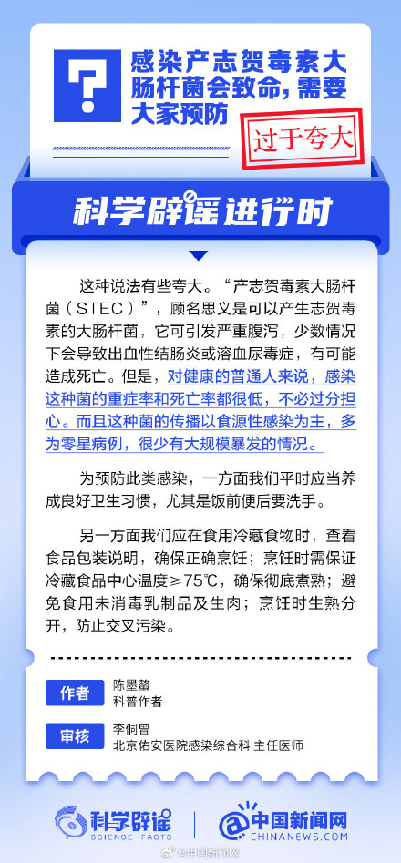 感染产志贺毒素大肠杆菌会致命？