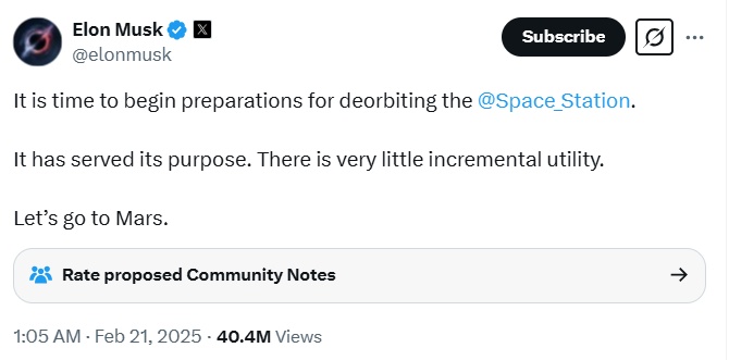 明查｜滞留太空的美国宇航员“婉拒”马斯克，不愿返回地球？