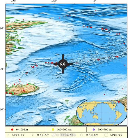 挪威扬马延岛地区海域发生6.6级地震，或引发局地海啸