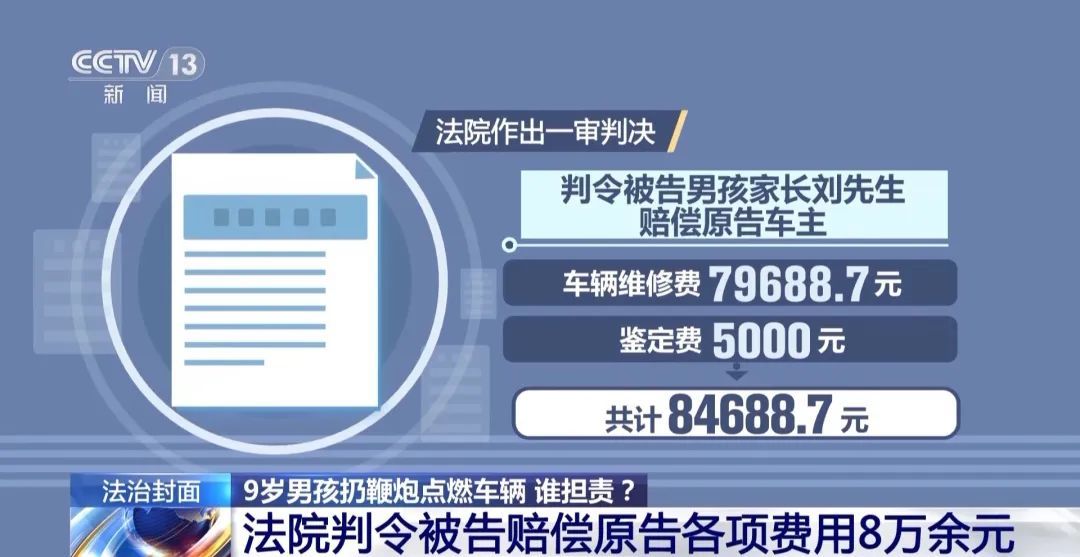 9岁男孩点鞭炮烧车，被判赔8万余元