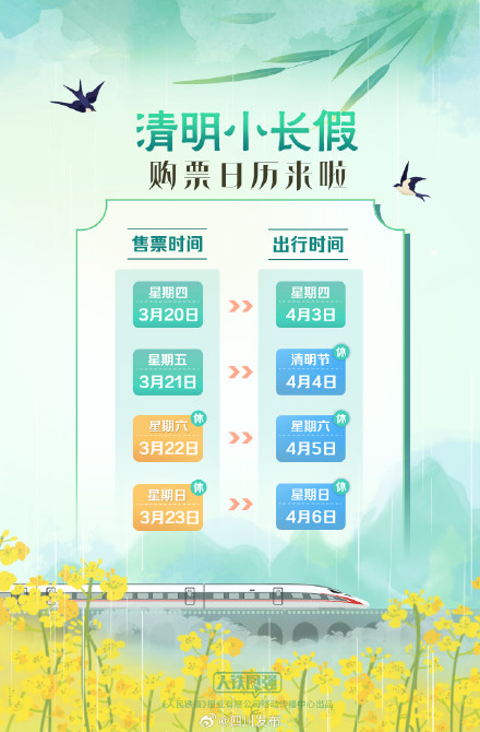 清明小长假火车票即将起售，购票日历→