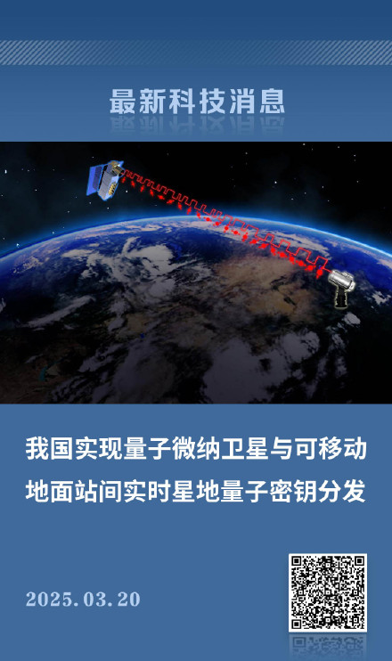 我国首次实现上万公里星地量子通信