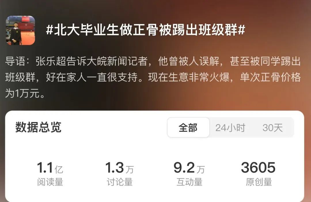 北大毕业生做正骨被踢出班级群?网友吵翻了 北大毕业生做正骨被踢出班级群?网友吵翻了