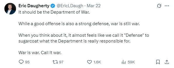 美防长在线征集：“战争部”还是“国防部”