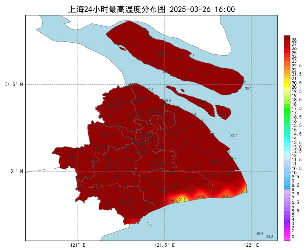 三月份连续两天30度+，上海首次！明天降温降雨，冷空气强势控场