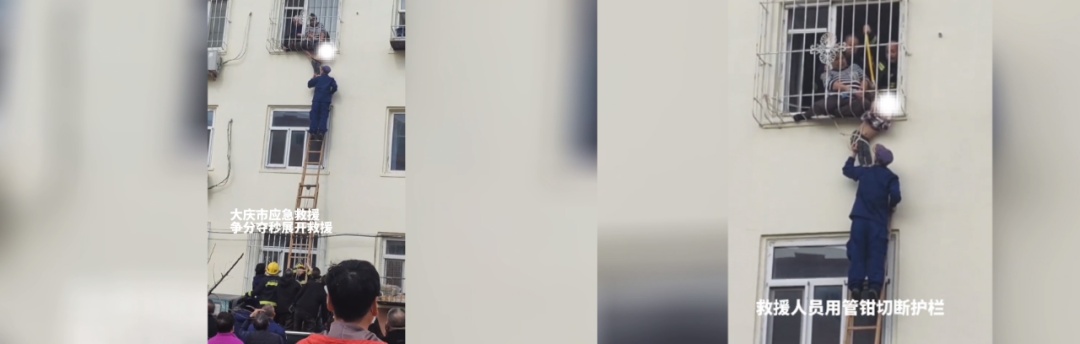 太惊险了!女童头卡3楼护栏上身体悬空 太惊险了!女童头卡3楼护栏上身体悬空