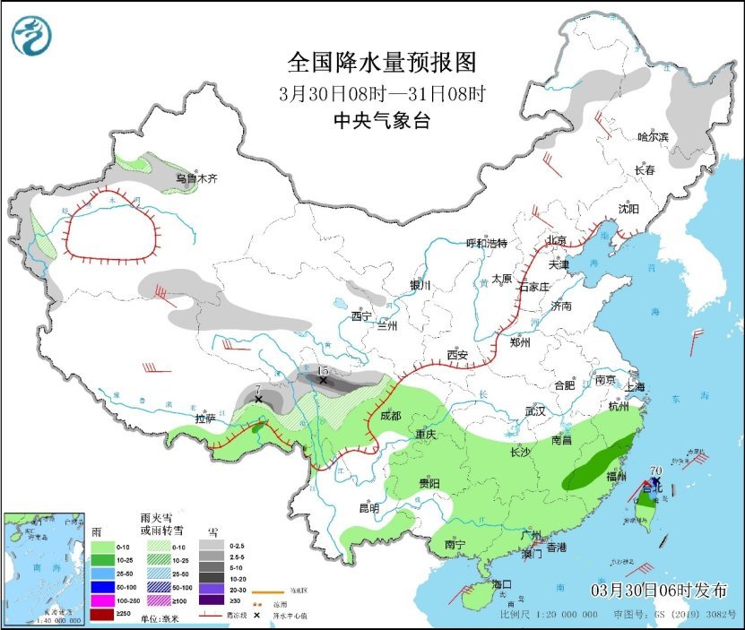 青藏高原东部有雨雪天气  内蒙古中部华北北部风力较大