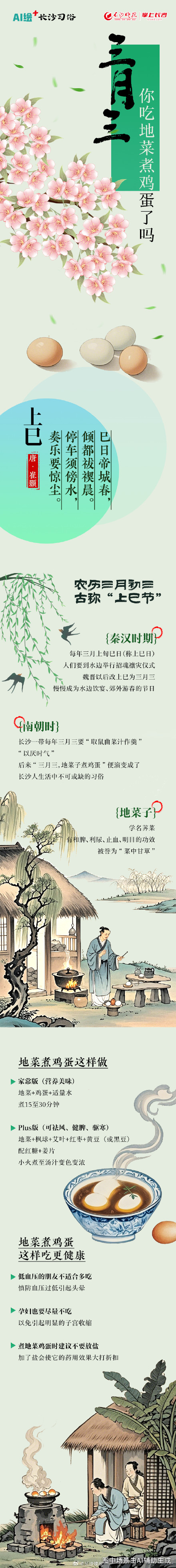 长沙人过三月三吃地菜煮鸡蛋 长沙人过三月三吃地菜煮鸡蛋