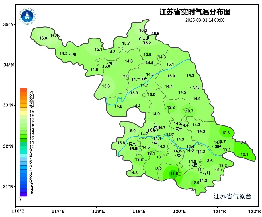 本周江苏以晴好天气为主,气温逐步回升,最高29°C! 本周江苏以晴好天气为主,气温逐步回升,最高29°C!