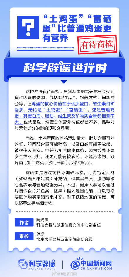 “土鸡蛋”“富硒蛋”比普通鸡蛋更有营养？