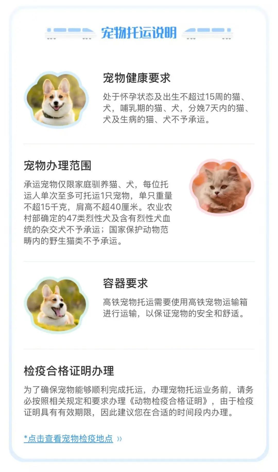宠物猫狗能坐高铁了！这10趟列车可预约，操作指南请收好→