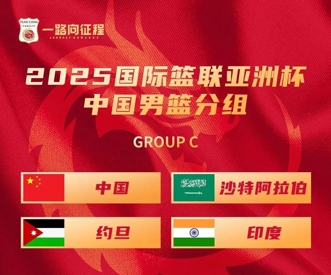 2025男篮亚洲杯分组揭晓 中国男篮与沙特、约旦同组