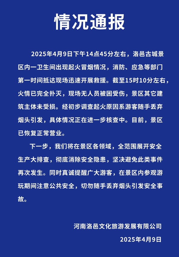 河南洛邑古城突发火灾,官方通报 河南洛邑古城突发火灾,官方通报
