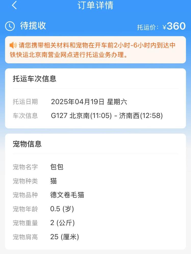 高铁宠物票价约为成人票2倍 有人更期待人宠同车厢 高铁宠物票价约为成人票2倍 有人更期待人宠同车厢
