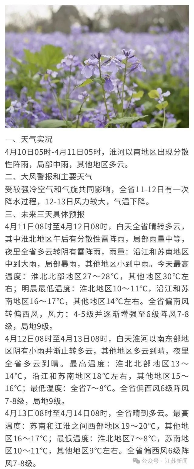 江苏发布预警！
