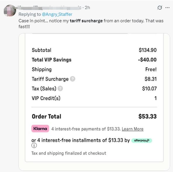购物小票出现“关税附加费”？美国网友在线对账