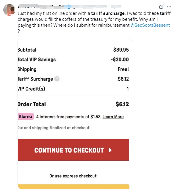 购物小票出现“关税附加费”？美国网友在线对账