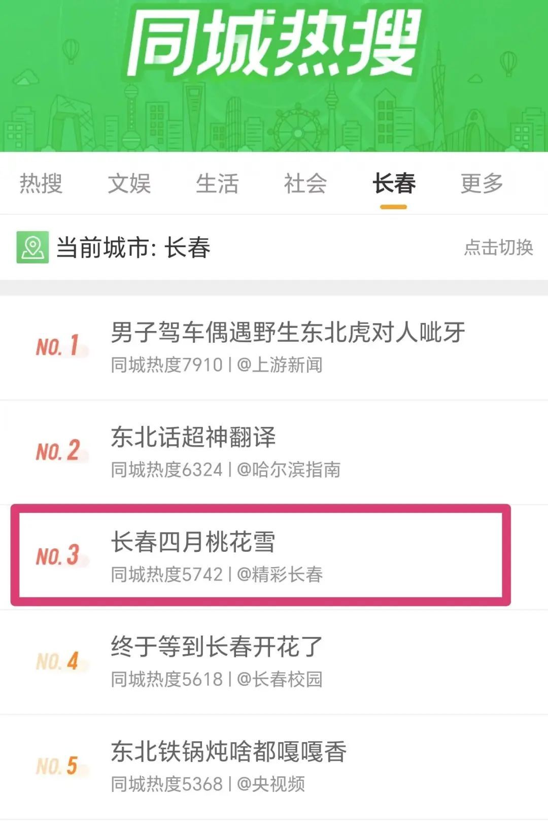 冲上热搜！长春限定版“桃花雪”刷屏
