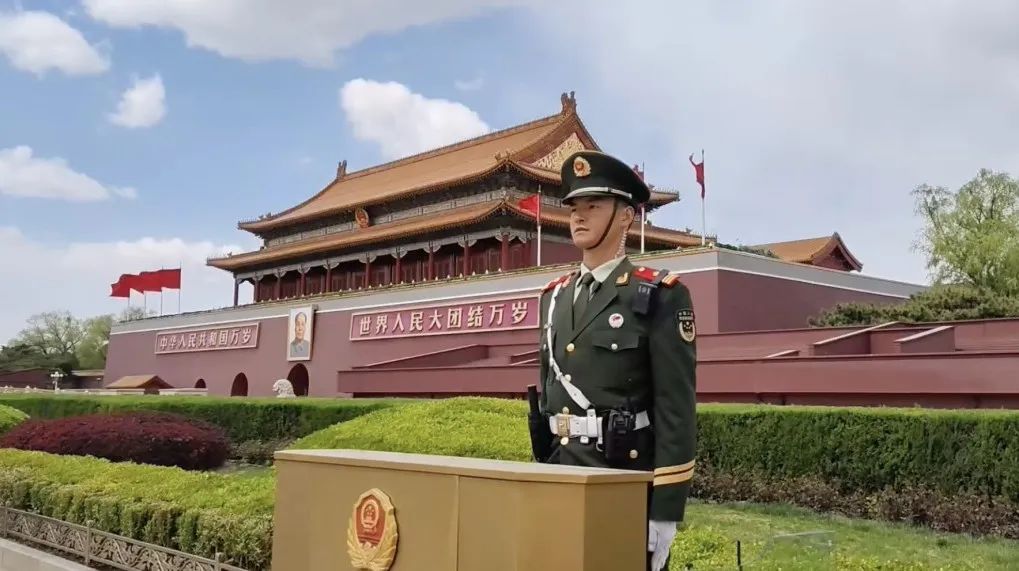 大风中天安门广场，这抹绿岿然不动！