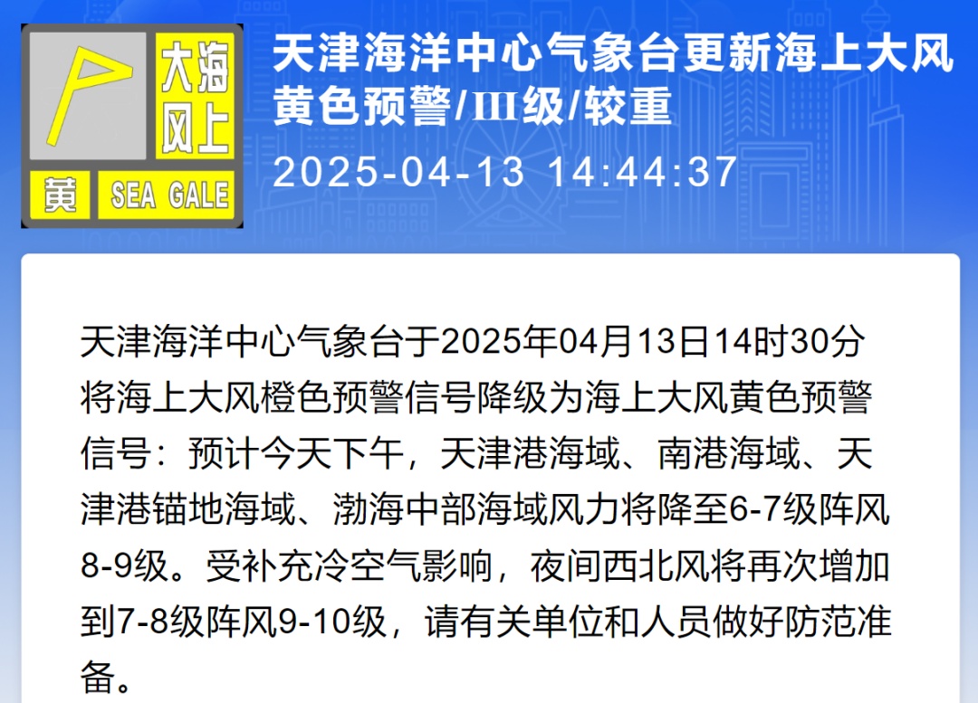 最新 | 强风破极值！天津预警变化+2！明天能停吗？