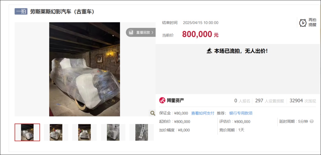 3万多人只看不买！80万元豪车流拍