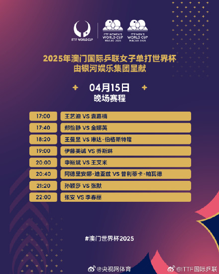 澳门世界杯4月15日赛程 澳门世界杯4月15日赛程