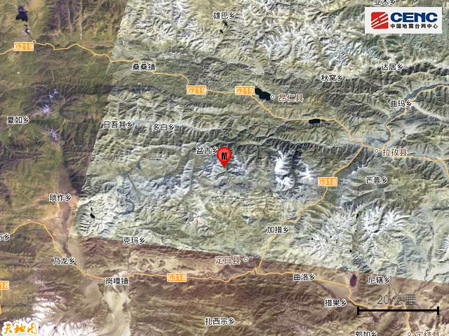 西藏日喀则市定日县发生3.1级地震，震源深度10千米