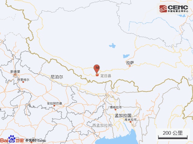 西藏日喀则市定日县发生3.1级地震，震源深度10千米