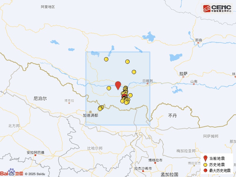 西藏日喀则市定日县发生3.1级地震，震源深度10千米