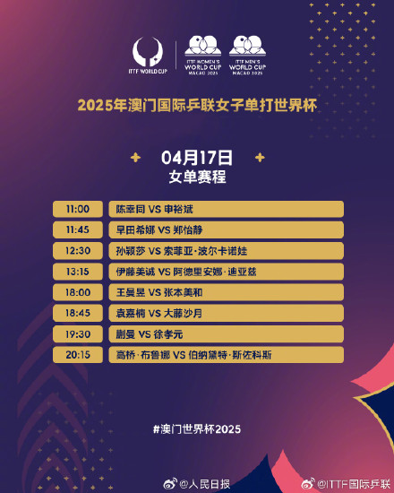 孙颖莎王楚钦等出战！转存澳门乒乓球世界杯今日赛程