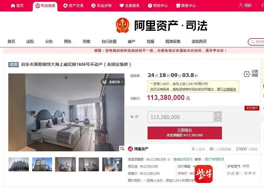直降8900多万元！启东一网红海滨酒店房产被变卖