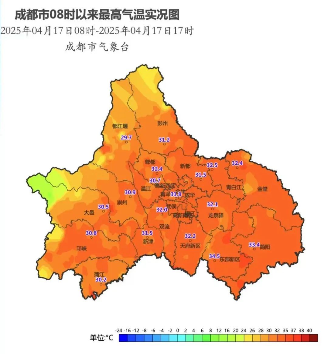 34.5℃！气温创新高！四川局地有阵雨或雷雨