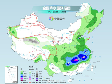 今天南方降雨进入过程最强时段 北方大范围降水持续