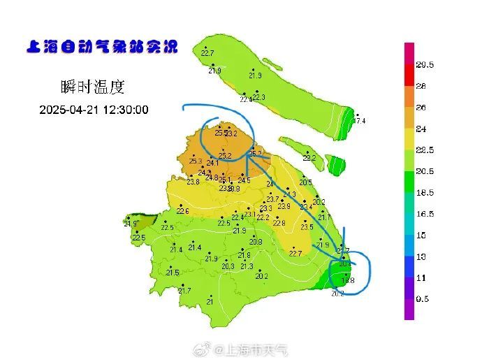 上海发布雷电黄色预警！下班时段降水明显，“土台风”影响主要时段明确，周五最高温将回落