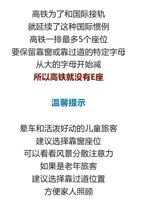 高铁列车上“E”座哪儿去了?揭秘→ 高铁列车上“E”座哪儿去了?揭秘→